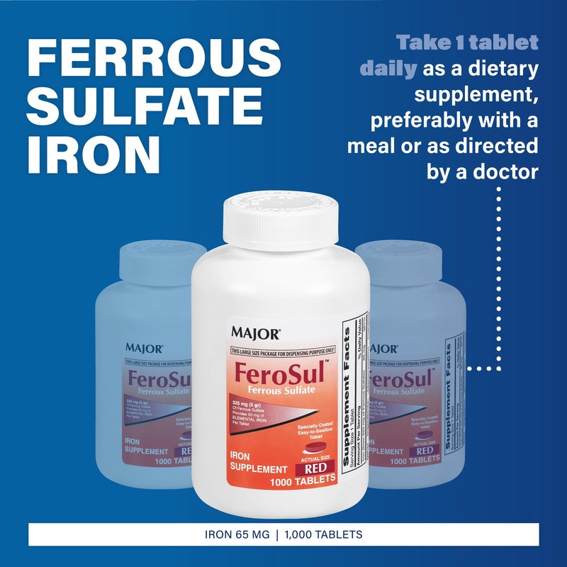 Major Ferosul - Ferrous Sulfate 325mg Tablets with 65mg of
