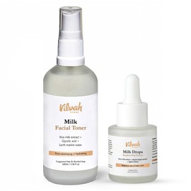 Vilvah Store Skin Hydrating Combo | Milk Drops Serum | Milk Face Toner | Minimizes Pores and Hydrates Skin | Balances & Restores Skin's pH Levels