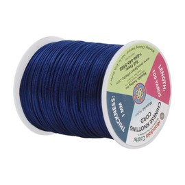 Mandala Crafts Nylon Satin Cord 1mm Rattail Cord Navy Blue String - 100 Yds Nylon Chinese Knotting Cord Rat Tail Silk Cord for Bracelet Necklace Jewelry Making Macrame Trim