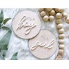 FELIXTA SET 2 OF He's Here/She's Here Wooden Baby Announcement