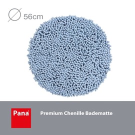 PANA Chenille Bath Mat Round in Various Colours • Bath Mat Made of Soft Fibres • Absorbent and Washable • Shower Mat Diameter 56 cm • Colour: Light Blue