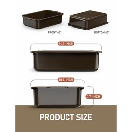 WYT 5-Pack Commercial Bus Tubs Box/Tote Box, Brown Plastic Storage Bin with Handles/Wash Basin Tub (8 Liter)