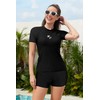 SHEKINI Women Built In Bra 2-Piece Rash Guard Swimsuits with