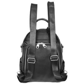 House of Luggage Womens Genuine Leather Backpack Casual Fashion Travel Daypack HLG618 (BLACK)