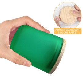 SHOWIN Thick Candle Jars for Making Candles 12 Pcs, 7 OZ Empty Jars with Wood Lids for Candle Making, Sample Container, Frosted Green