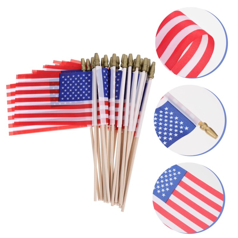 Kisangel 40pcs Small American Flags Sticks Usa Flags for Independence