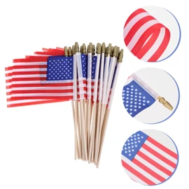Kisangel 40pcs Small American Flags Sticks Usa Flags for Independence Day Celebrations Reusable Mini for Parades and Events