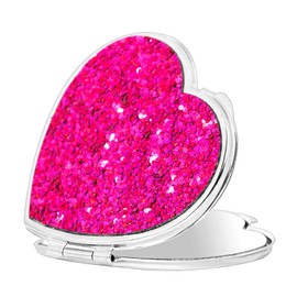 mriQualyndra Red Metal Mirror, Double Sided Handheld Mirror, 1x and 2X Magnifiers Makeup Stuffs for Travel Daily Use Party Favors Women，1x and 2X Magnifiers