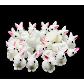 Art&Beauty 24pcs Mini Resin Rabbits Easter Bunny Miniature Figurines Fairy Garden Miniature Moss Landscape DIY Ornaments Decorations Succulents Plant for Home Decorations
