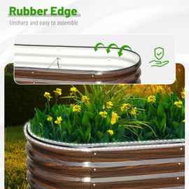 SnugNiture 24" Tall 9-in-1 Raised Garden Bed Kit 8x2x2 ft,Metal Tall Raised Planter Bed Outdoor for Planting Plants Vegetables Flowers Fruits,Brown