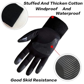 Kids Cycling Gloves Winter Full Finger Warm Touchscreen Running, Boys Girls Glove Grip Liner Thermal for School Sport Outdoor Windproof Waterproof Anti-Slip (Blue,XL)