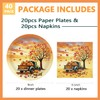40 Pcs Fall Paper Plates and Napkins 9 inch Dinner