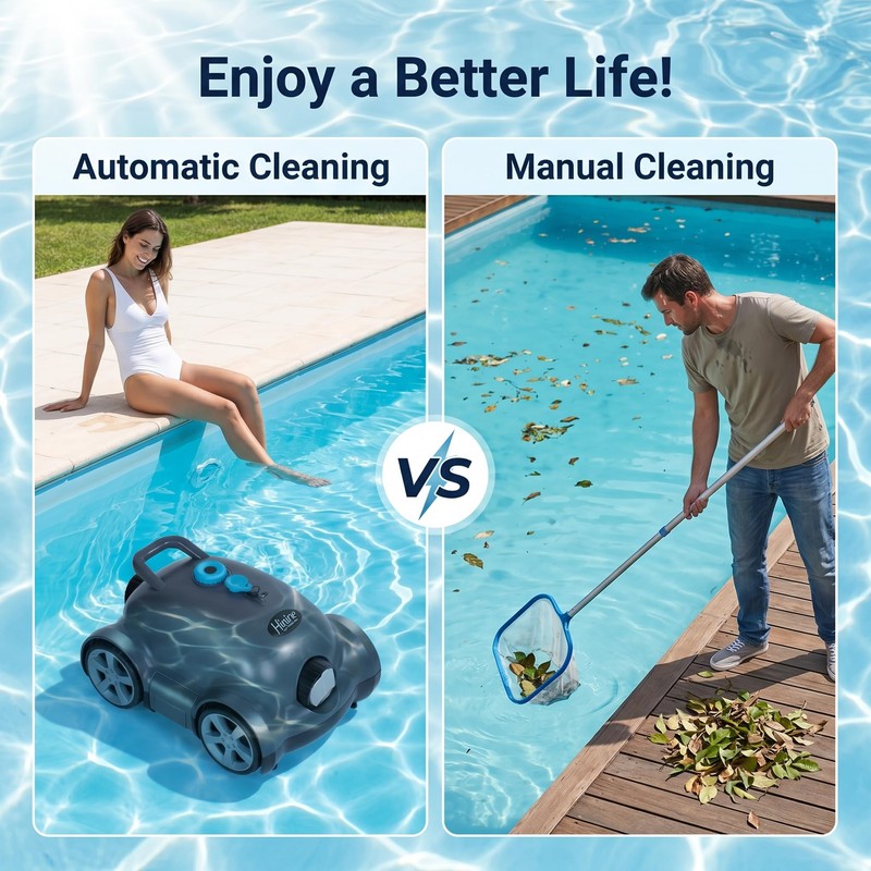 Hinice Cordless Robotic Pool Cleaner,Automatic Pool Vacuum Robot for In-Ground/Above