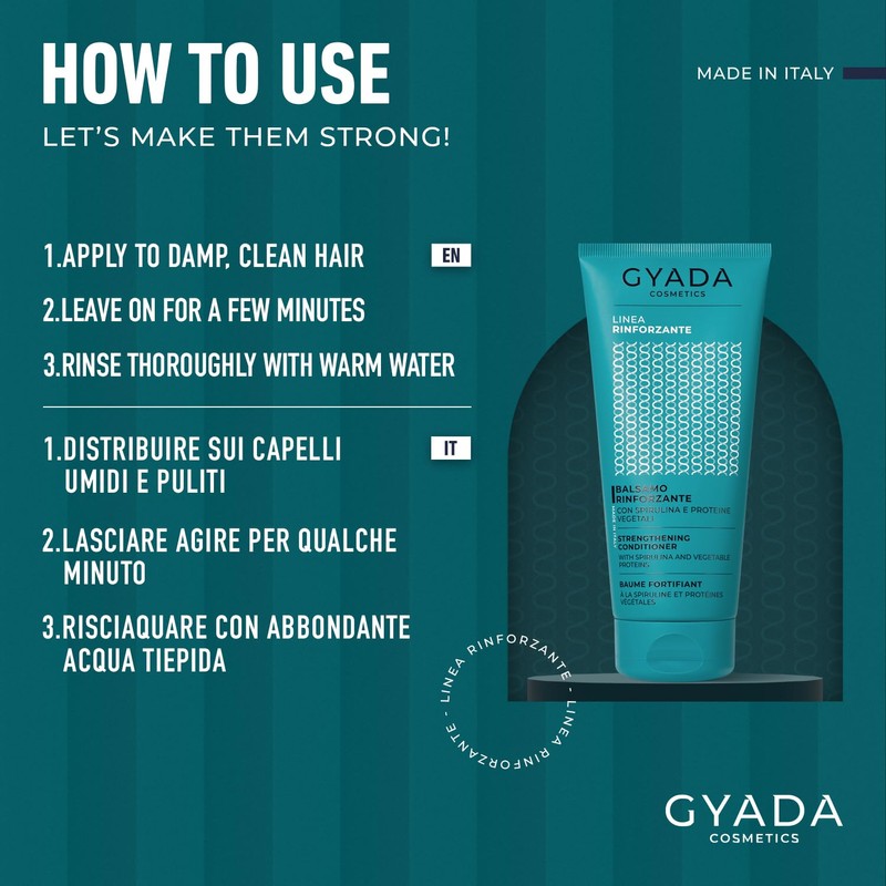 GYADA COSMETICS, Stärkender Conditioner mit Spirulina, mit restrukturierender und stärkender
