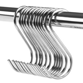 Naler 12Pcs S Hooks for Hanging Stainless Steel Christmas Tree Decorations for Kitchen, Office, Bathroom, Drying, Butchering, Smoking, BBQ, Grilling