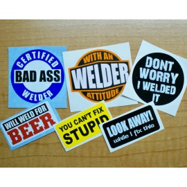Unbranded/Generic 6-pk Funny Hard Hat Welding Helmet Stickers | Welder Decals Weld 4 Beer Attitude