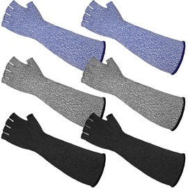 JenPen 3 Pairs Protective Arm Sleeves Arm Protectors for Thin Skin and Bruising Cut Resistant Sleeve Level 5 Burn Protection(Black, Gray, Blue,L)