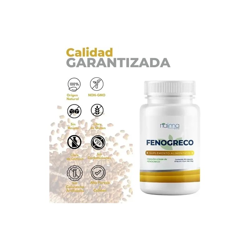 Fenogreco 500mg - 500 Cápsulas Pack Sin Sabor