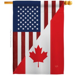 US Friendship Canada House Flag Regional USA American Alliance World Country Particular Area Small Decorative Gift Yard Banner Made in 28 X 40