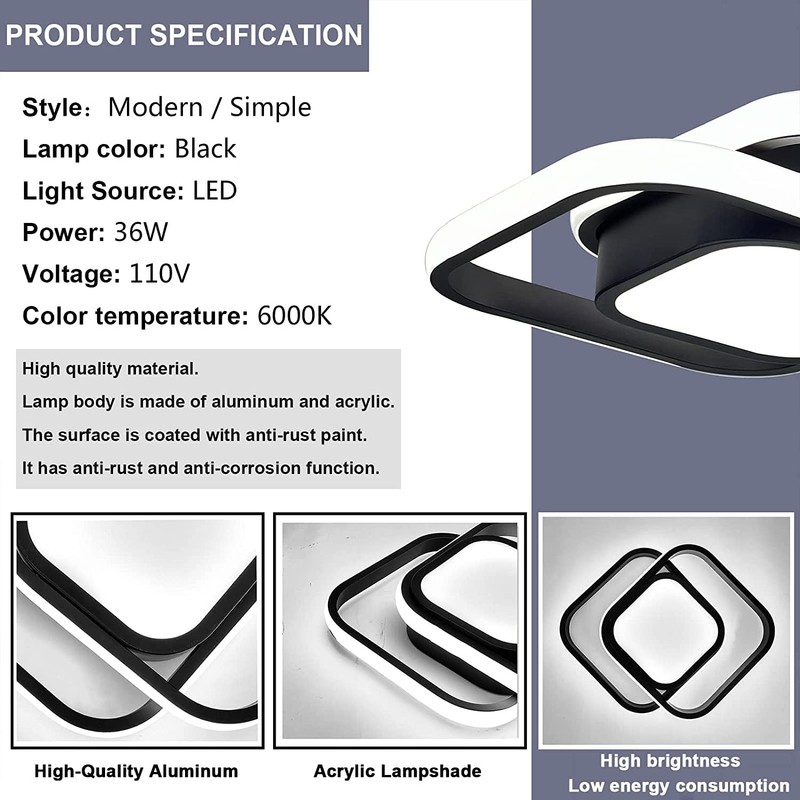EIDEARAY Motion Sensor LED Ceiling Light Indoor, 36W Cool White