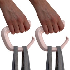Arclyft Grocery Bag Carrier (2 Pack) - Invented by Board Certified Orthotist – Ergonomic Lightweight Design - Also a Rehab & Recovery Aid, Carpal Tunnel, Arthritis, Weak Hands – All Ages (Light Pink)