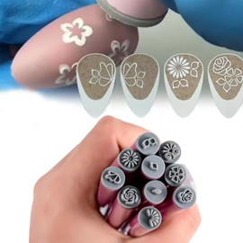 10 Stück Nailart Stempelstifte, Stempelstifte mit Blumen und Mustern, Nageldesign Zubehör, Silikon Nailart Stempel Blume, Graffiti Nagelstempel, für Nailart