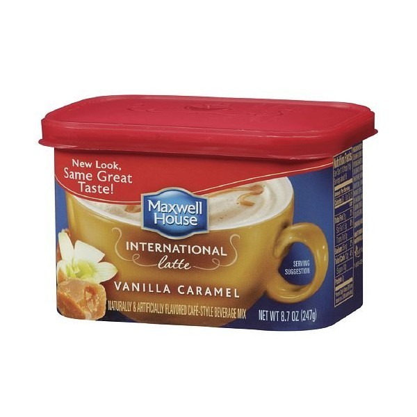 Maxwell House International Cafe Style Beverage Mix, Vanilla Caramel(pack of 2) Latte 8.7 oz
