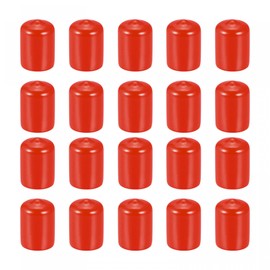 sourcing map Pack of 20 15 mm Protector Rubber End Caps Cover for Screw Furniture Pipe Red