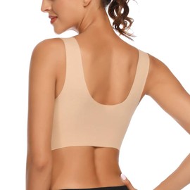 WOWENY Wirefree Padded Bras for Women Full Coverage Seamless Pullover Nursing Bra Plus Size (Beige-1, 3X-Large)