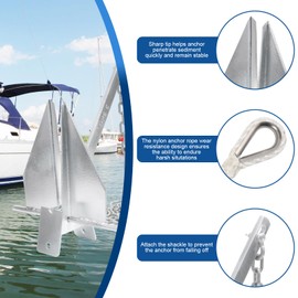 Leero Heavy Duty Boat Anchor Kit with Anchor Chain, Shackle and Anchor Rope, 8 lb Portable Danforth Anchor,Boat Anchor for Pontoons, Dinghies, Fishing Boats, Bass Boats, Sport Boats, Sport Yachts