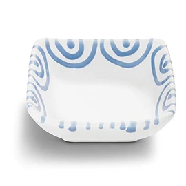 GMUNDNER KERAMIK Square Bowl, Size: L = 9 cm x W = 9 cm x H = 3.4 cm, Blue Flamed Tableware, Handmade in Austria