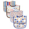 Luvable Friends Water Resistant Bibs with Crumb Catcher Pocket, Blue,