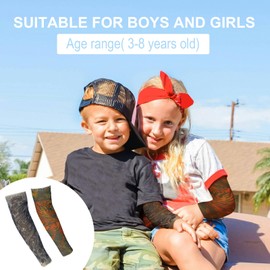 TSHAOUN 8 Stück Tattoo Ärmel Set Gefälschte Sonnencreme Armlinge, Tattoo Ärmel Tattoo Armstrumpf für Kinder Baby Nylon Temporäre Tätowierung Tattoo Strumpf Arm für Karneval Fasching Party (8PCS)