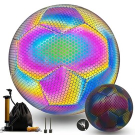 Balón de Fútbol No.5, Fútbol Brillante en la Oscuridad, Fútbol de Entrenamiento Juvenil, con Red y Bomba, Adecuado para Partidos y Entrenamientos, un Regalo para los Amantes del Fútbols