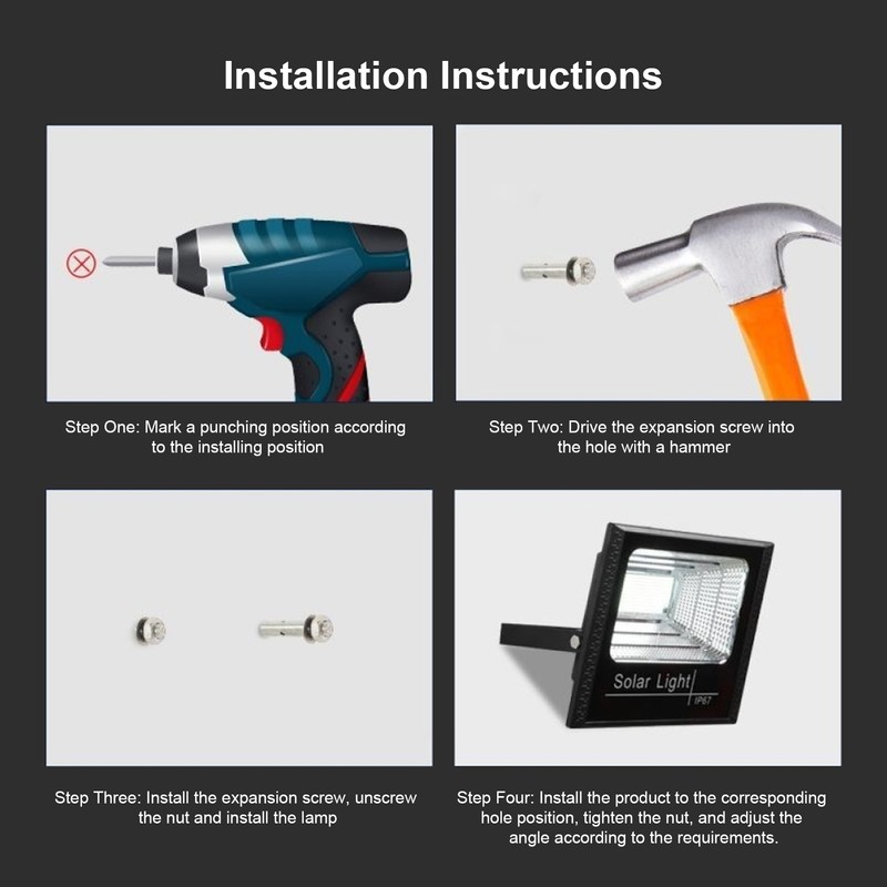 25W 44LEDs Solar Floodlight Remote Control Timing Outdoor Security Light