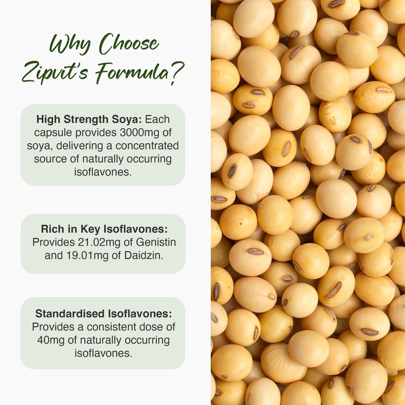Zipvit SOYA Isoflavones 3,000mg, High Strength SOYA Bean Extract 40mg