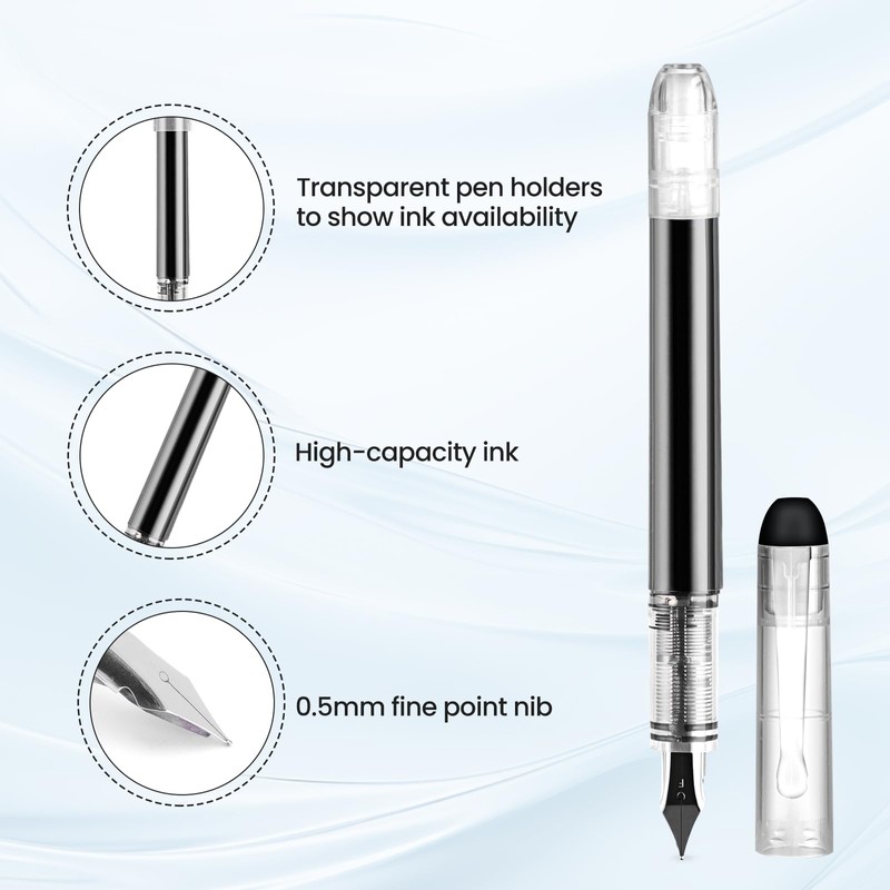 Karhood Disposable Fountain Pens for Writing - Fine Point Nib,