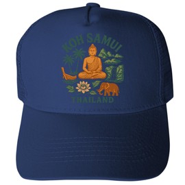 R and R Imports KOH Samui Thailand Keepsakes Navy Unisex Mesh Back Trucker Hat with Adjustable Snapback