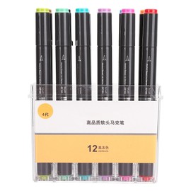 12 Colors Dual Tip Markers Set Soft Artist Hand Drawing Brush Pen for Anime Comic Sketching