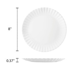 TP 8-inch Melamine Dinner Plates Set of 8, Lightweight Serving Round Salad Plate for 8, Dessert Dishes for Indoors and Outdoors, White