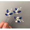 Aimimier Bridal Emerald Sapphire Hair Pins Set of 3 Crystal