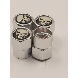 Unbranded Set of 4 Chrome  Punisher Tire Valve Stem Caps For Car, Standard Fitting #117