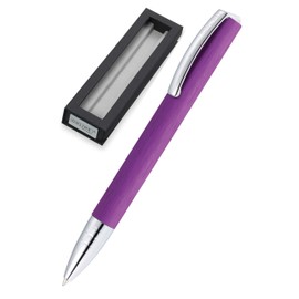 ONLINE Kugelschreiber Vision Lilac I Drehkugelschreiber mit Standard Großraummine in Strichstärke M, Schreibfarbe Schwarz I Kulli Lila mit gebürsteter Oberfläche in Geschenkbox