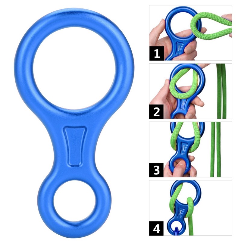 35KN Figure 8 Word Rope Descender Rappel Ring Rock Climbing