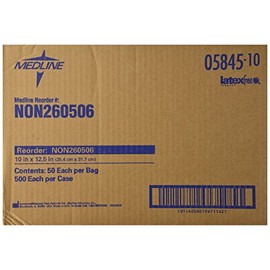 Medline Deluxe Dry Disposable Washcloths, 10 x 13 Inch, 50 Wipes Per Bag, Case of 10 Bags (500 Wipes Total)