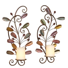 Candelaria Wall Sconce Pair | Set of Two Candle Sconces | Modern Candle Holders | Leaf Candleholders | Terra Cotta Sienna Amethyst Gold | Leaves Foliage | Wall Decoration | Hanging Wall Sconces