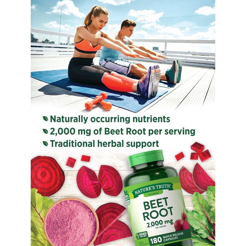 Nature's Truth Beet Root Capsules | 2,000mg | 180 Count