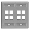 Leviton 42080-8GP 8-Port Dual Gang QuickPort Wallplate with ID Windows,