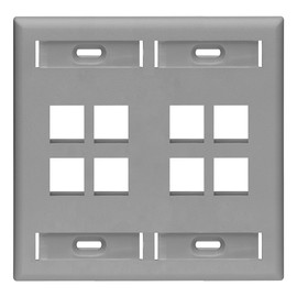 Leviton 42080-8GP 8-Port Dual Gang QuickPort Wallplate with ID Windows, Grey
