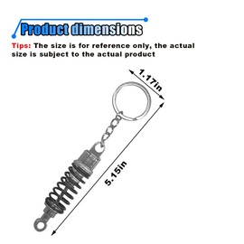 BDZMC Car Shock Absorber Keychain, Cool Metal Car Key Chain with Key Ring, Fashion Key Fob Decoration Accessories (Silvery)